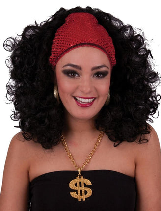 Funny Fashion Pruik glitter waarzegster zwart