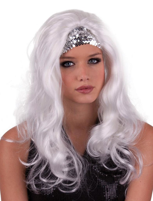 Funny Fashion Pruik Go-Go met zilveren haarband