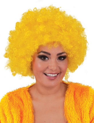 Funny Fashion Pruik hippie afro Evi geel