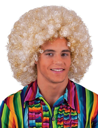 Funny Fashion Pruik maxi afro Sam wit goud