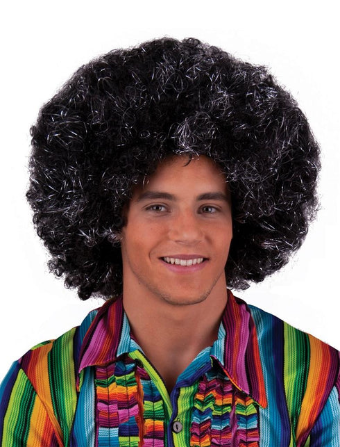 Funny Fashion Pruik maxi afro Sam zwart zilver