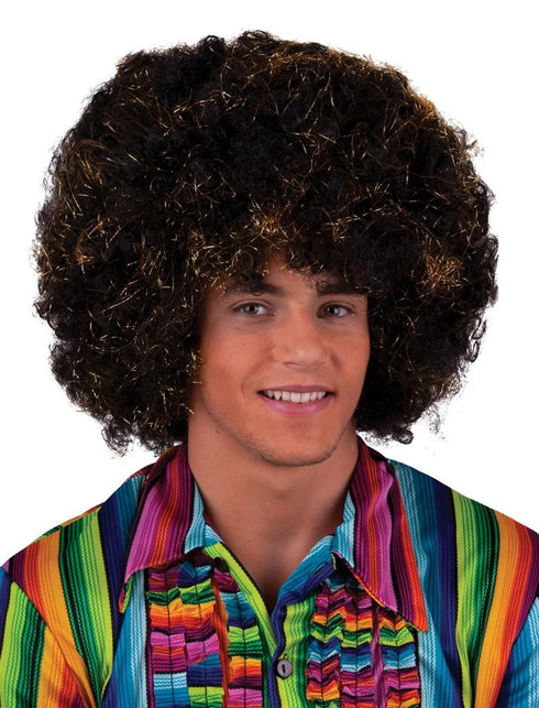 Funny Fashion Pruik maxi afro zwart goud