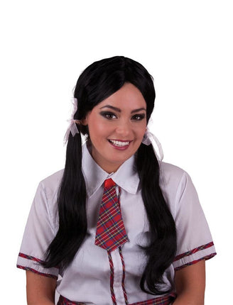 Funny Fashion Pruik schoolmeisje Vivian zwart