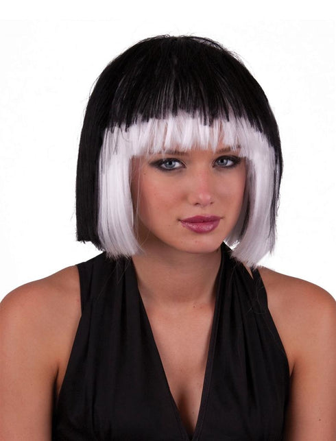 Funny Fashion Pruik sexy Holly zwart met wit