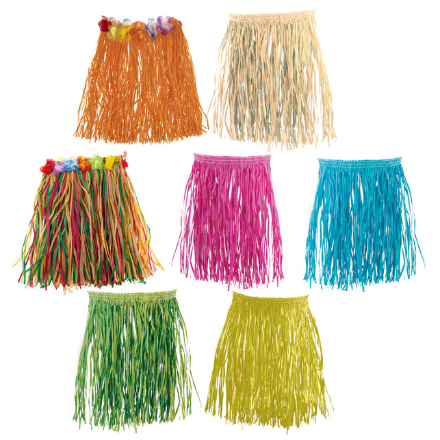 Funny Fashion Rieten rok Alana kind blauw 43cm