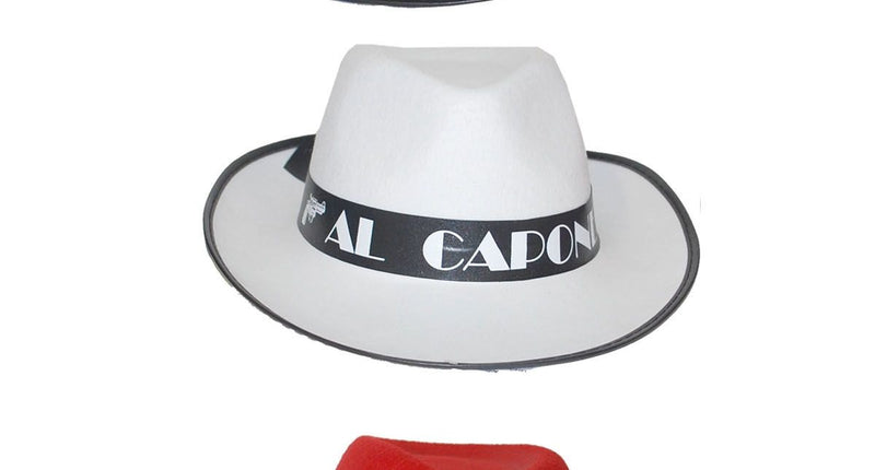 Funny Fashion Rode Al Capone hoed met zwarte band