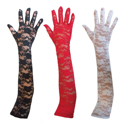 Funny Fashion Rode kanten handschoenen  45cm