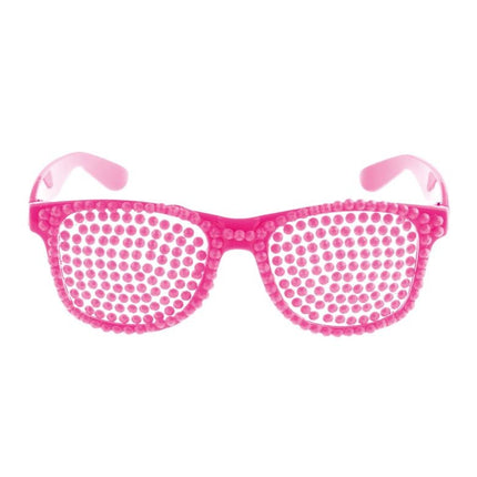 Funny Fashion Roze bril met diamanten