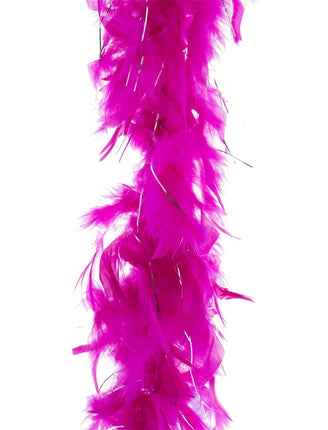 Funny Fashion Roze Fuchsia veren boa met zilveren lurex draad 45gr