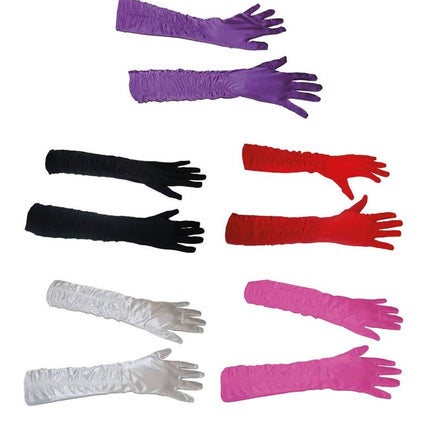 Funny Fashion Roze handschoenen gerimpeld 46cm