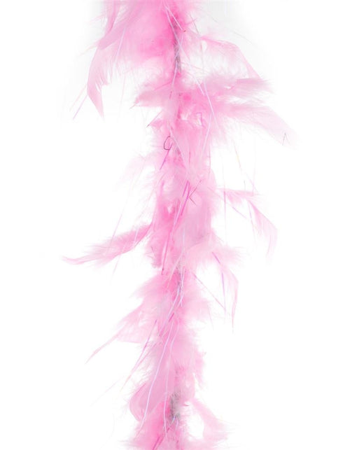 Funny Fashion Roze veren boa met zilveren  lurex draad 45gram