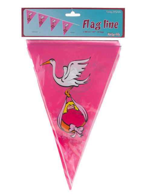 Funny Fashion Roze vlaggenlijn slinger meisje 5mtr.