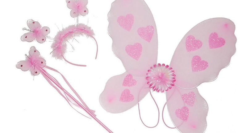 Funny Fashion Roze vlinder verkleed set Minnie 3-delig