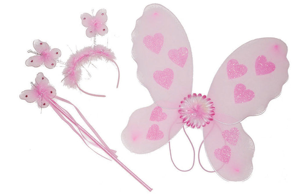 Funny Fashion Roze vlinder verkleed set Minnie 3-delig