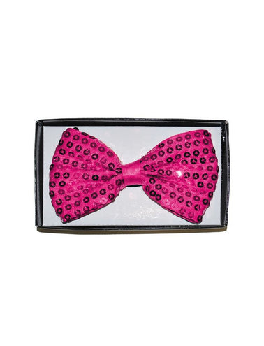 Funny Fashion Roze/Fuchsia glitter vlinderdas met pailletten