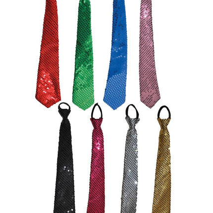 Funny Fashion Roze/Fuchsia party stropdas met pailletten