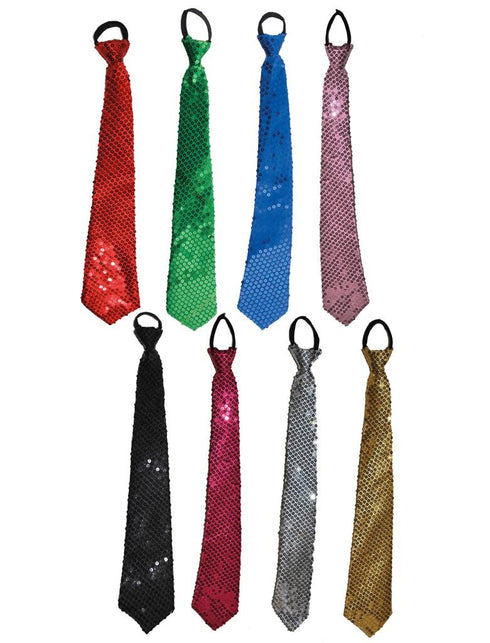 Funny Fashion Roze/Fuchsia party stropdas met pailletten