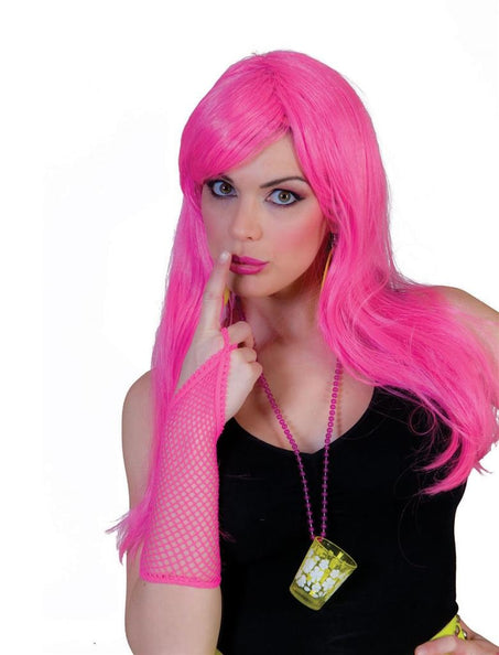 Funny Fashion Roze/Fuchsia pruik  Noah lang haar