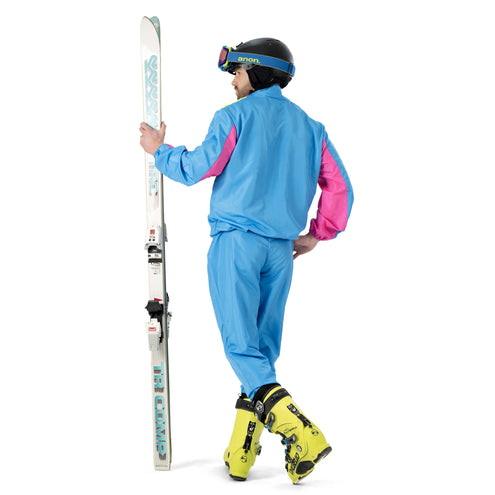 Funny Fashion Skipak Stefano - Retro Skipak Heren Geel/Blauw/Roze | Jaren 80 Foute Kleding