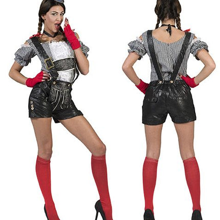 Funny Fashion Tiroler blouse dames zwart wit geblokt