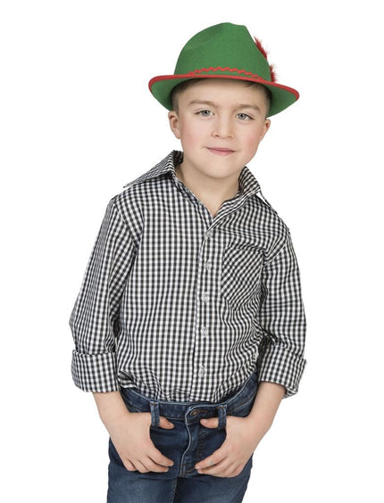 Funny Fashion Tiroler blouse zwart wit geblokt