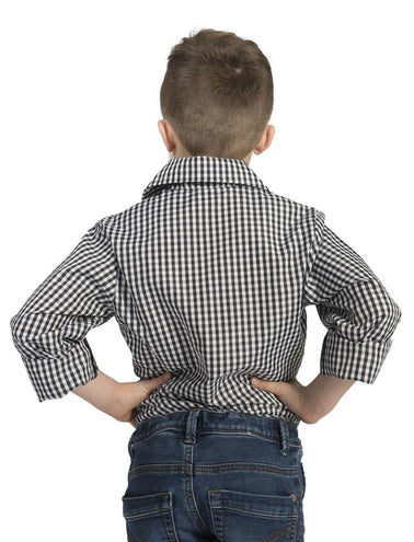 Funny Fashion Tiroler blouse zwart wit geblokt