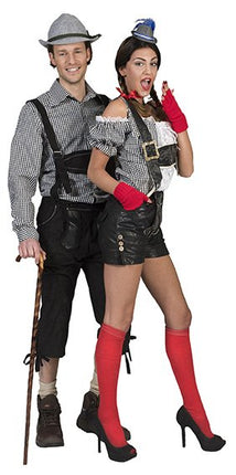 Funny Fashion Tiroler blouse zwart wit geblokt