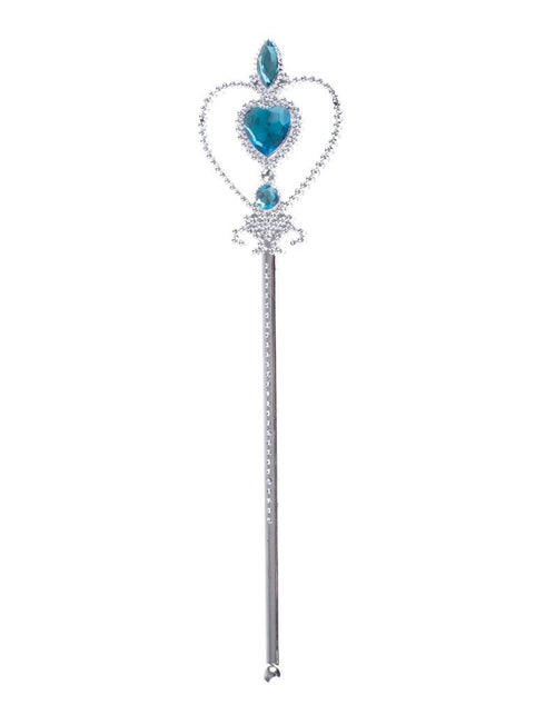 Funny Fashion Toverstaf fee met blauwe nep diamanten