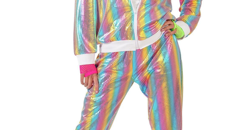 Funny Fashion Trainingspak regenboog pailletten