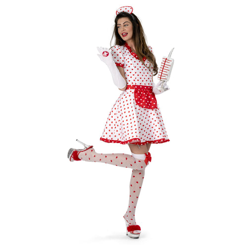 Funny Fashion Verpleegstersjurk Zoë met hartjes