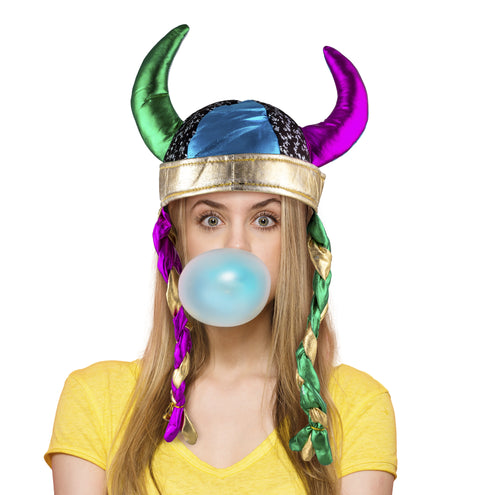 Funny Fashion Vikinghelm met vlechtjes kleuren