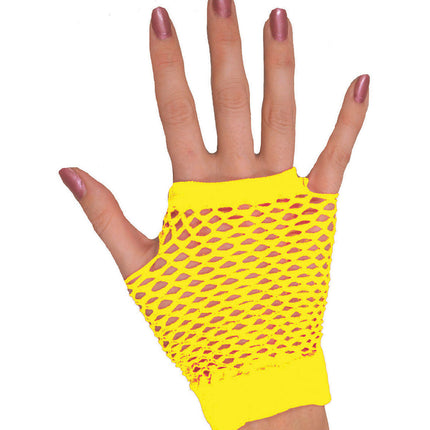 Funny Fashion Vingerloze nethandschoenen Evi neon geel