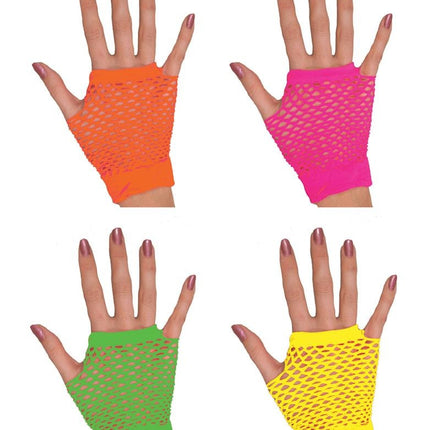 Funny Fashion Vingerloze nethandschoenen Evi neon oranje