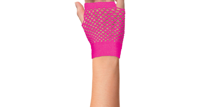 Funny Fashion Vingerloze nethandschoenen Evi neon roze