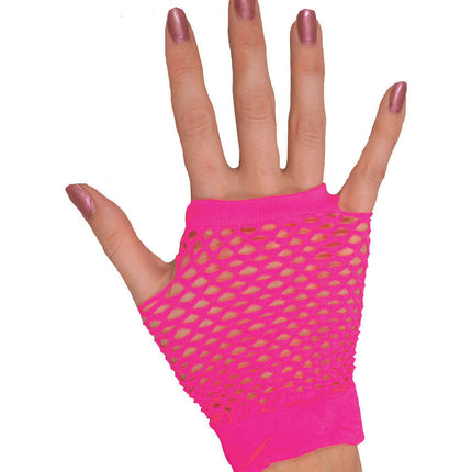 Funny Fashion Vingerloze nethandschoenen Evi neon roze
