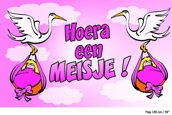 Funny Fashion Vlag hoera een meisje