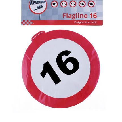 Funny Fashion Vlaggenlijn 16 jaar verkeersborden