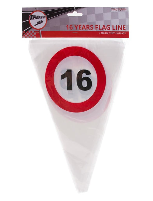 Funny Fashion Vlaggenlijn 16e verjaardag met verkeersborden