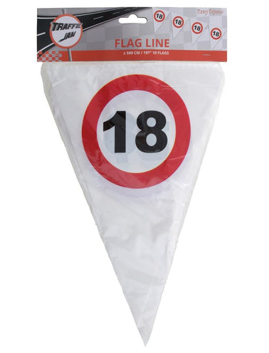 Funny Fashion Vlaggenlijn 18e verjaardag met verkeersborden