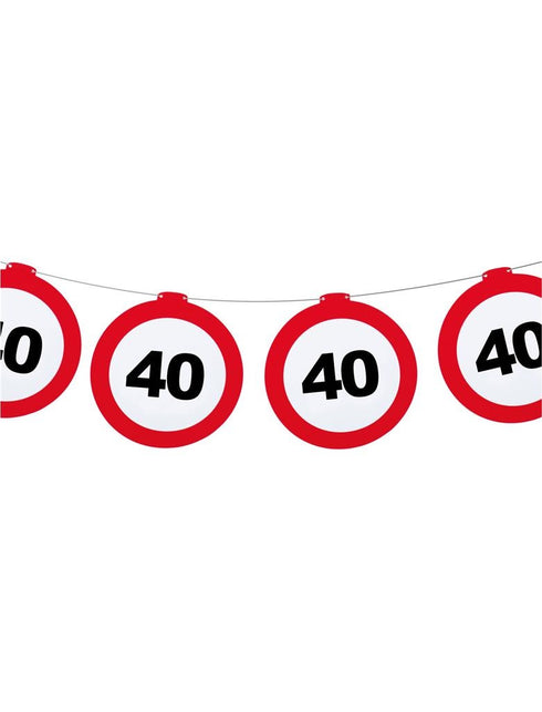 Funny Fashion Vlaggenlijn  verkeersbord 40 jaar