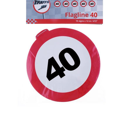 Funny Fashion Vlaggenlijn  verkeersbord 40 jaar