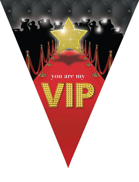 Funny Fashion Vlaggenlijn VIP zwart rood 5mtr