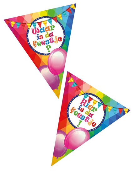 Funny Fashion Vlaggenlijn Waar is dat feestje/hier is dat feestje