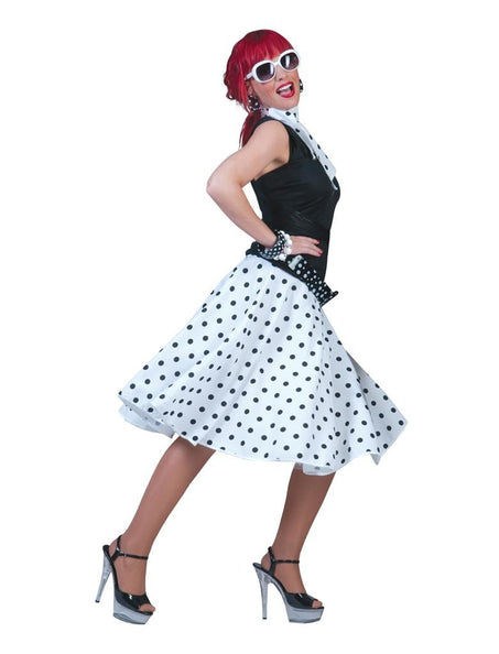 Funny Fashion Wit rock & roll rokje met stippen