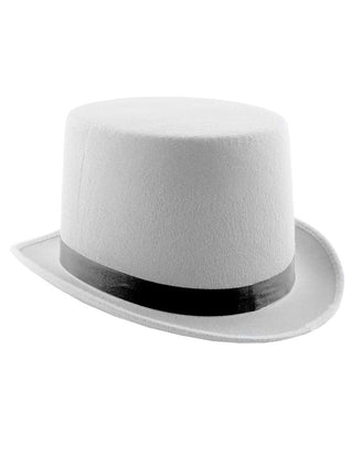Funny Fashion Witte hoge hoed met lint