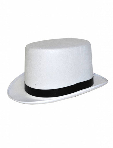 Funny Fashion Witte hoge hoed met lint