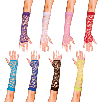 Funny Fashion Witte visnet handschoenen lang model