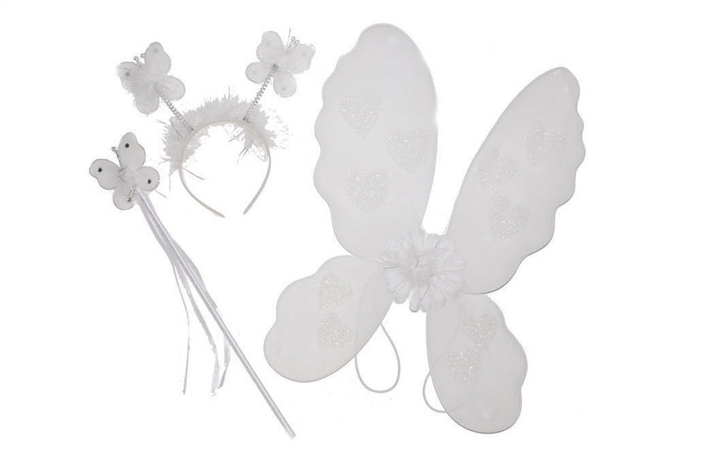 Funny Fashion Witte vlinder verkleed set Minnie 3-delig