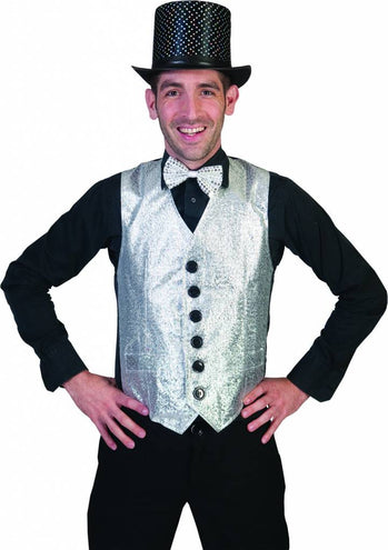 Funny Fashion Zilver glitter vestje heren