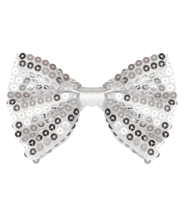 Funny Fashion Zilveren disco glitter strik met pailletten